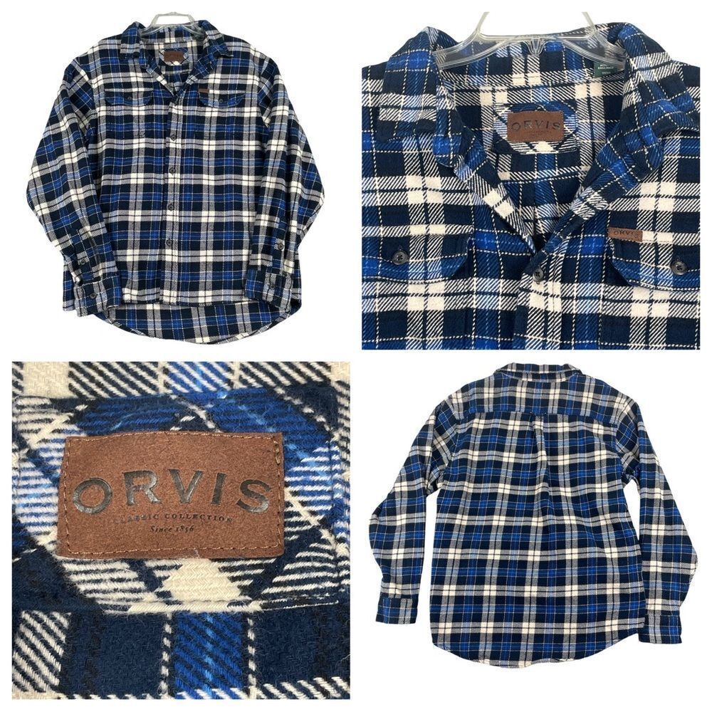 Men's Orvis 100% Cotton‎ Flannel Plaid Shirt Jacket Large - Picture 2 of 14